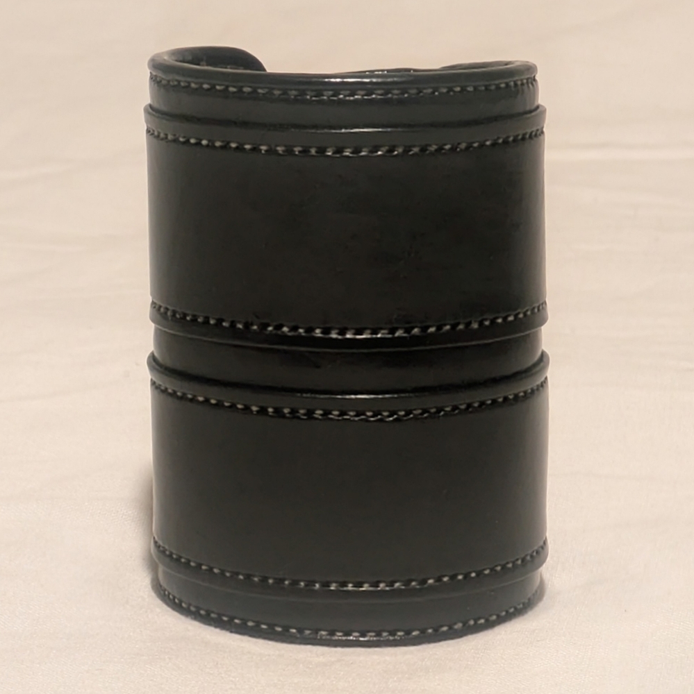 Black Leather Men's Cuff - Picture 9 of 10